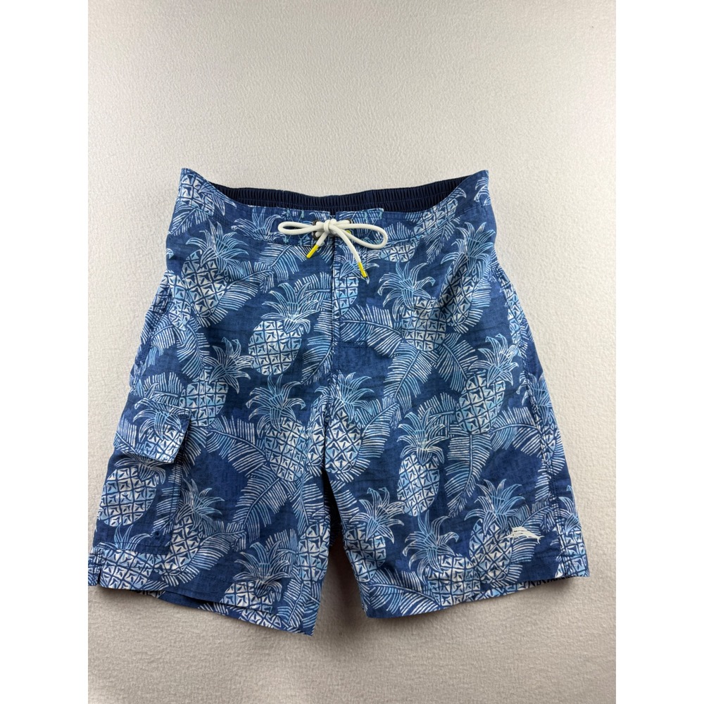 Tommy Bahama Mens Blue Pineapple Palm Leaf Print Swim‎ Trunks Size Medium M